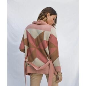 Jens Pirate Booty M/L Cardigan Sweater Freedom Star Belted Shawl Collar Bohemian